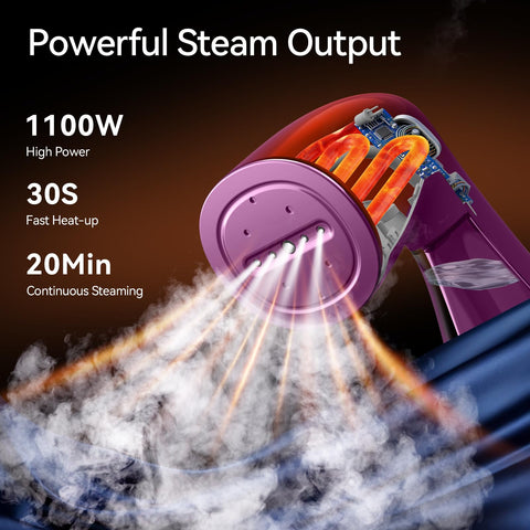 HiLIFE steamer shows 240ml tank for longer steaming sessions.