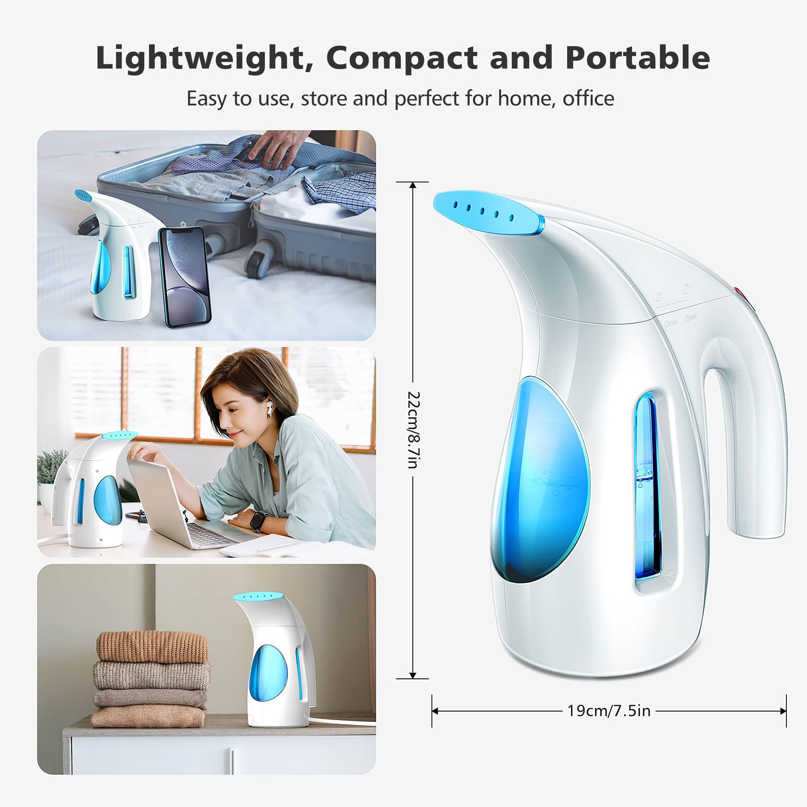 HiLIFE steamer ergonomic handle for comfortable, safe vertical steaming.
