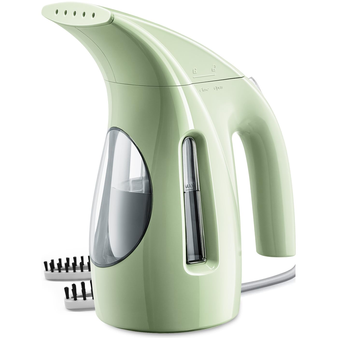 HiLIFE steamer front view shows compact form for quick on-the-go use.