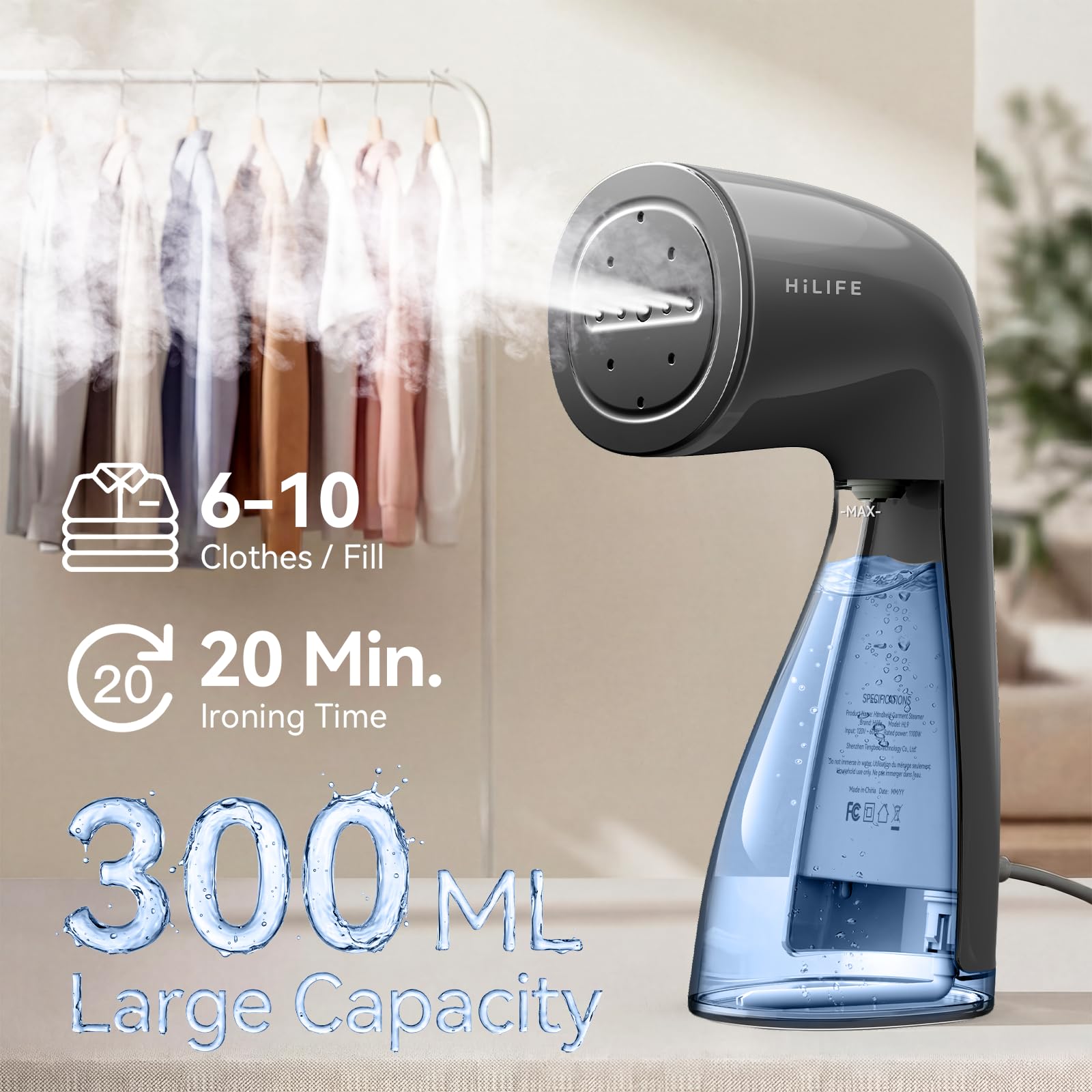 HiLIFE steamer, suitable for home and office wardrobe refresh.