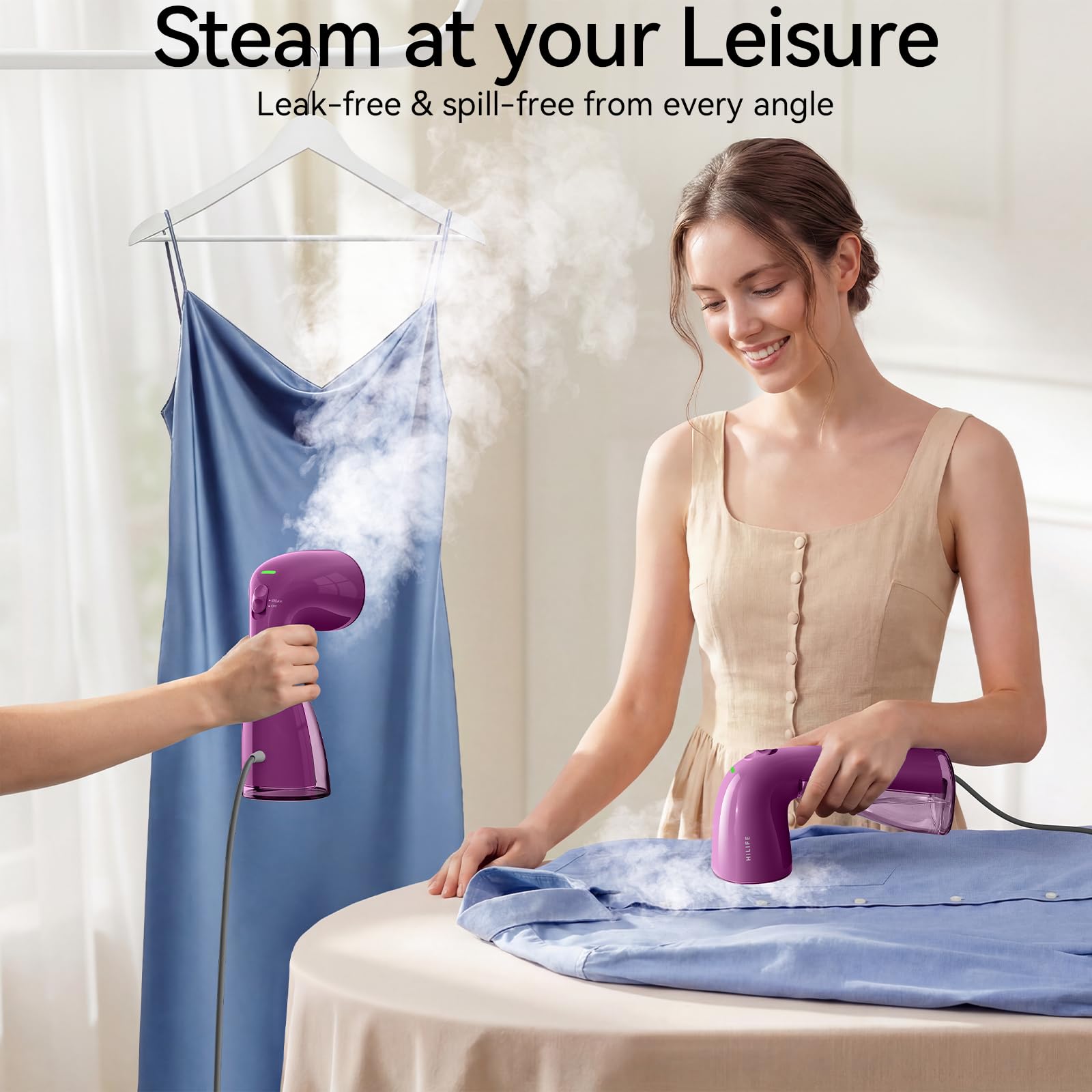 HiLIFE steamer is a lightweight handheld device for easy use.