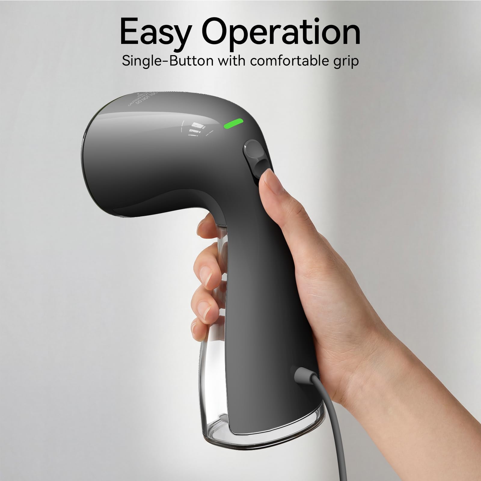 HiLIFE steamer, midnight grey finish adds modern styling.