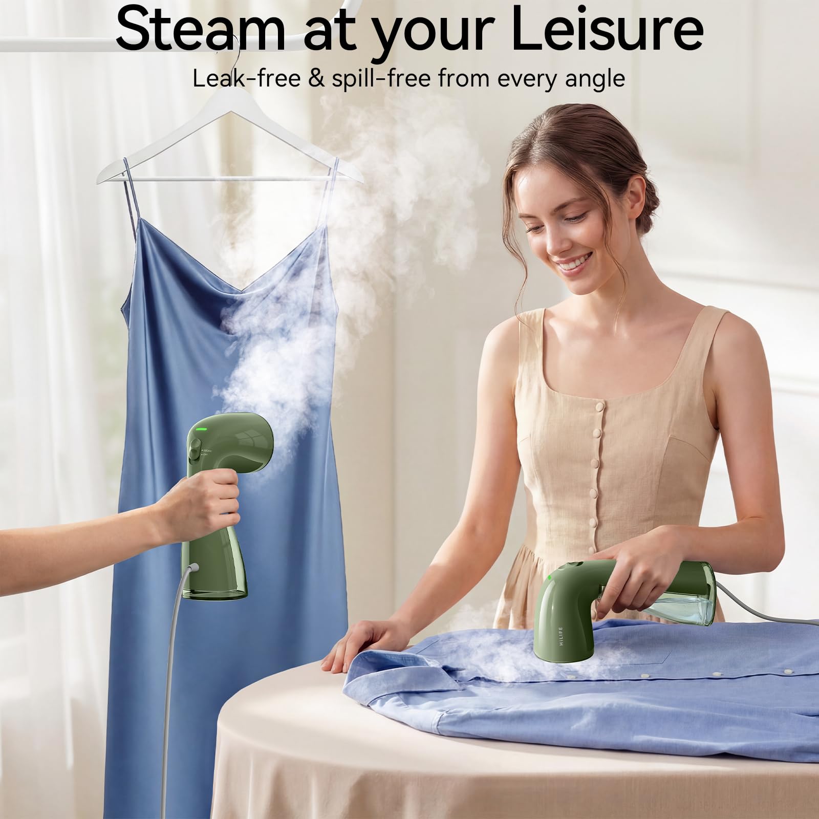HiLIFE steamer travel-friendly portable design fits in luggage.