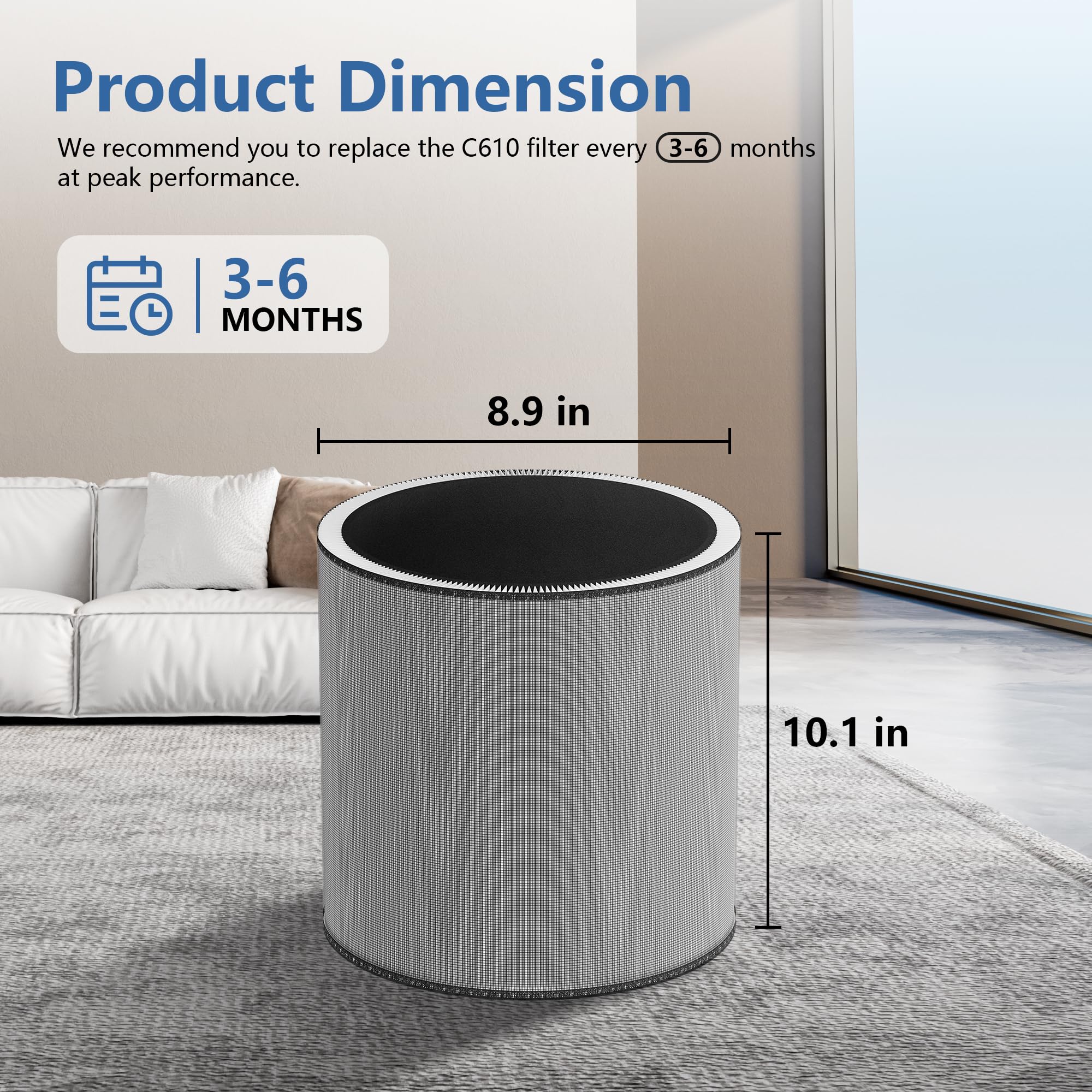 HillClean C610 activated carbon layer image demonstrates odor control in living spaces.