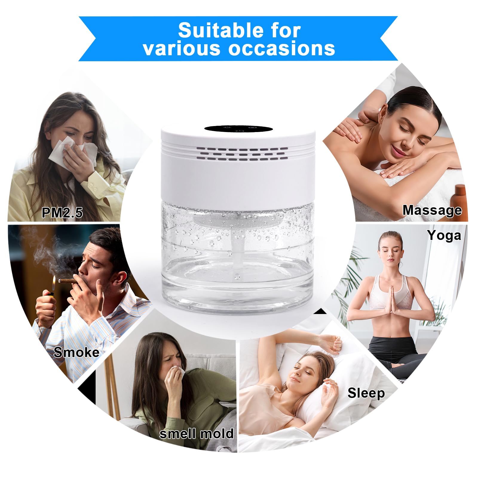 HimAoto Water Air Purifier in a bedroom setup highlighting gentle humidification
