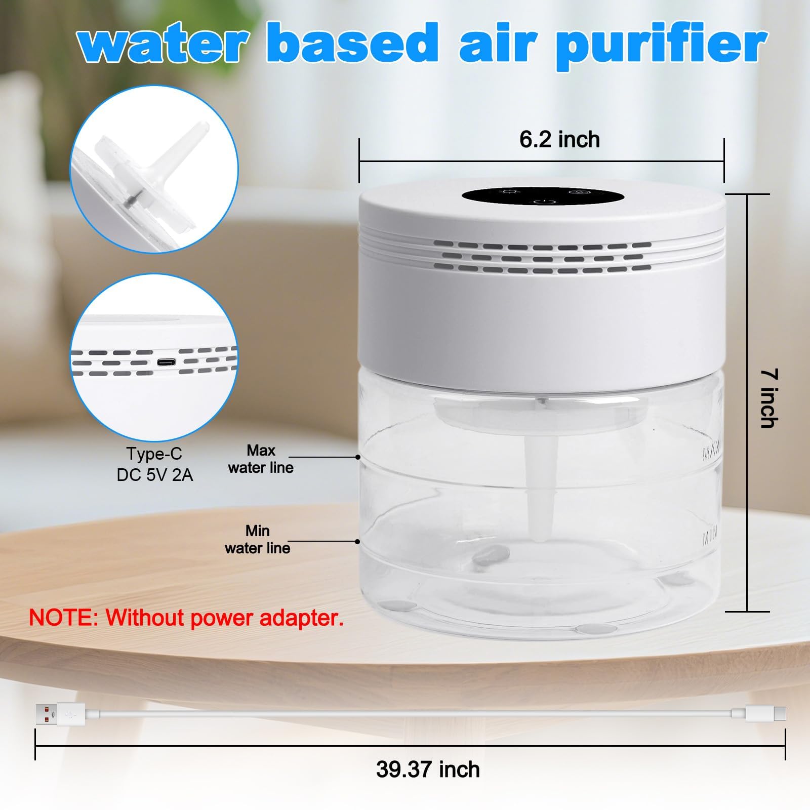 HimAoto Water Air Purifier with rainbow ambience enhancing daily air refreshment