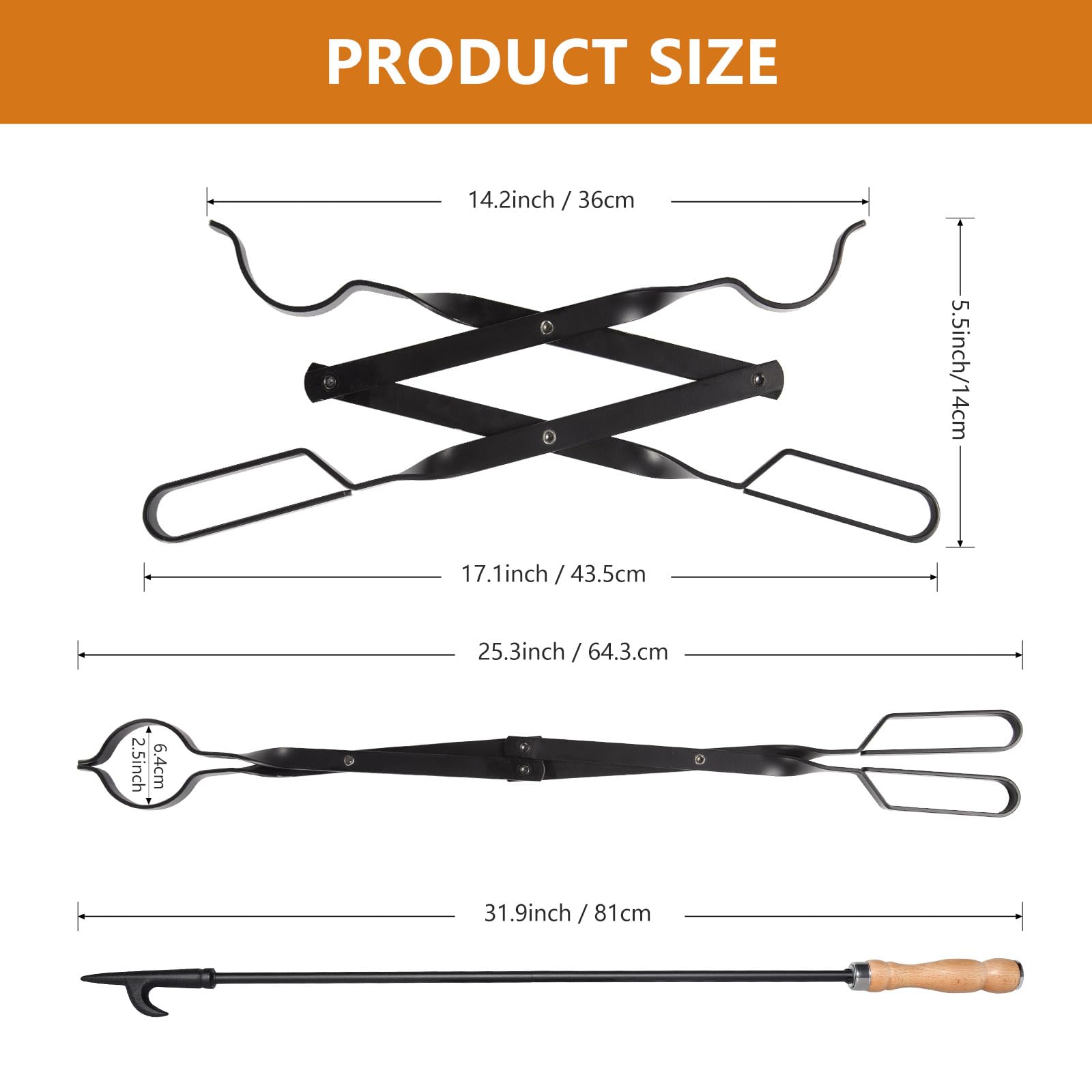 Himaly indoor/outdoor fireplace tools in action for versatile fireside use.