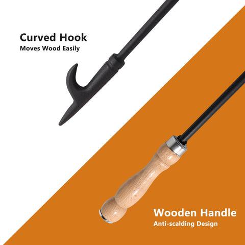 Himaly log grabber tool for easy log movement in a fire pit.