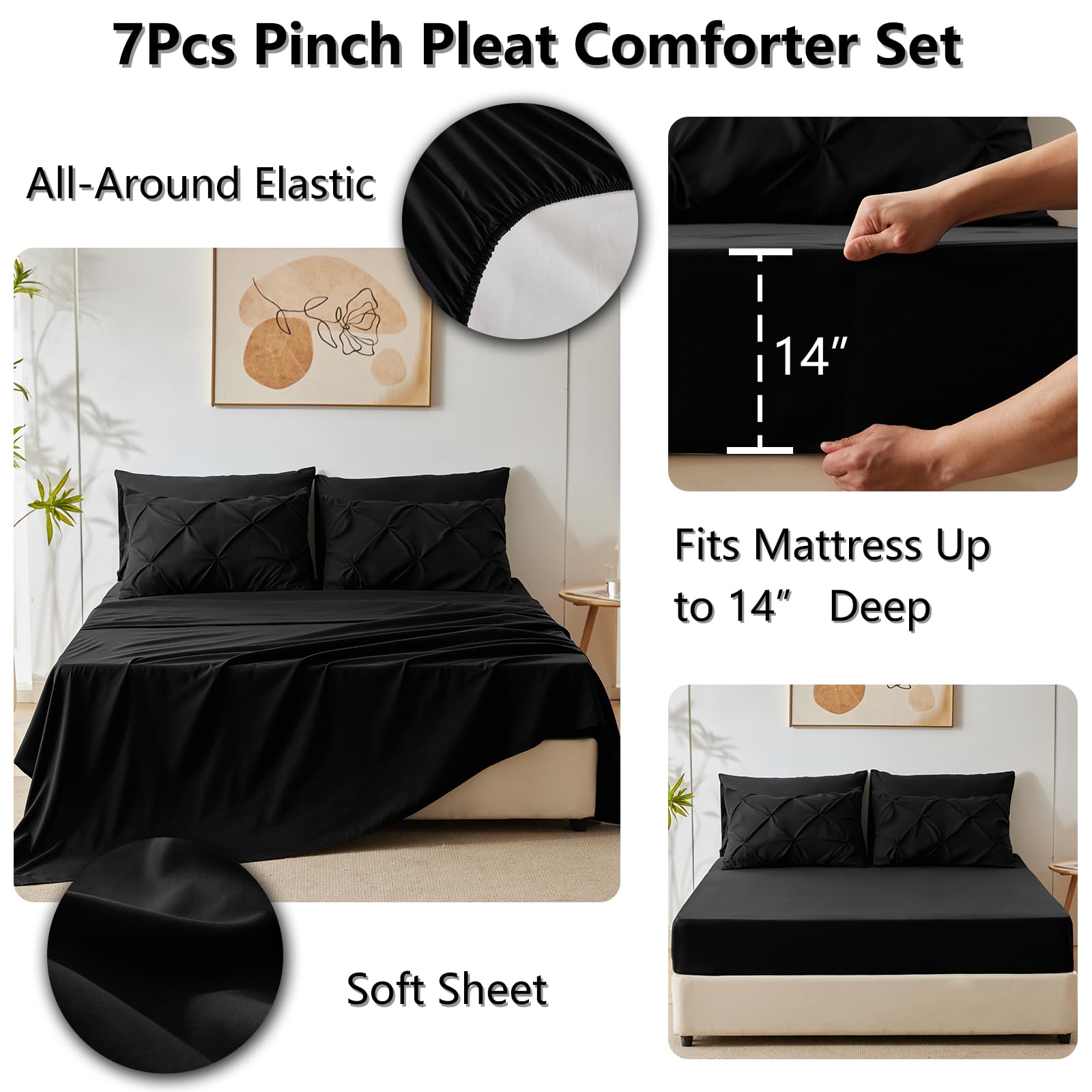HIMEET fitted sheet 60x80+14 provides secure fit and deep pocket.