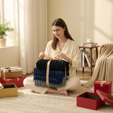 HIMEET lightweight warmth shown during couch movie night for cozy ambiance