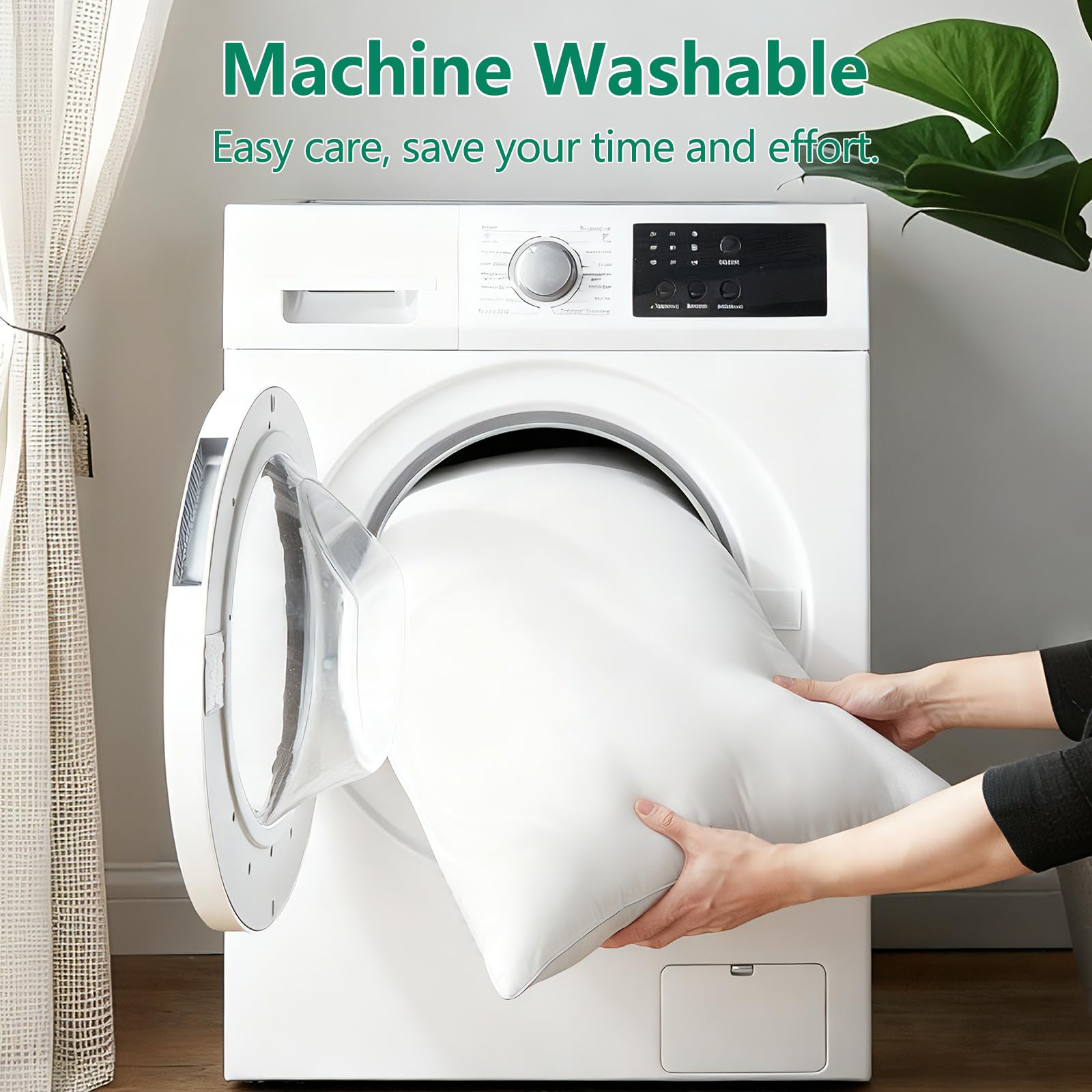 Easy-care instructions displayed with gentle cycle washing guidance.