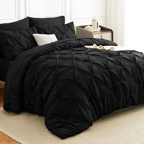 HIMEET queen comforter set in black elevates bedroom style with plush, cozy comfort.