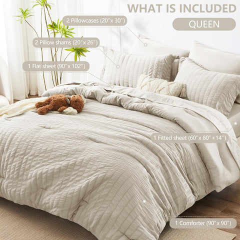 HIMEET Queen Comforter Set deep-pocket sheet fits up to 14 inches