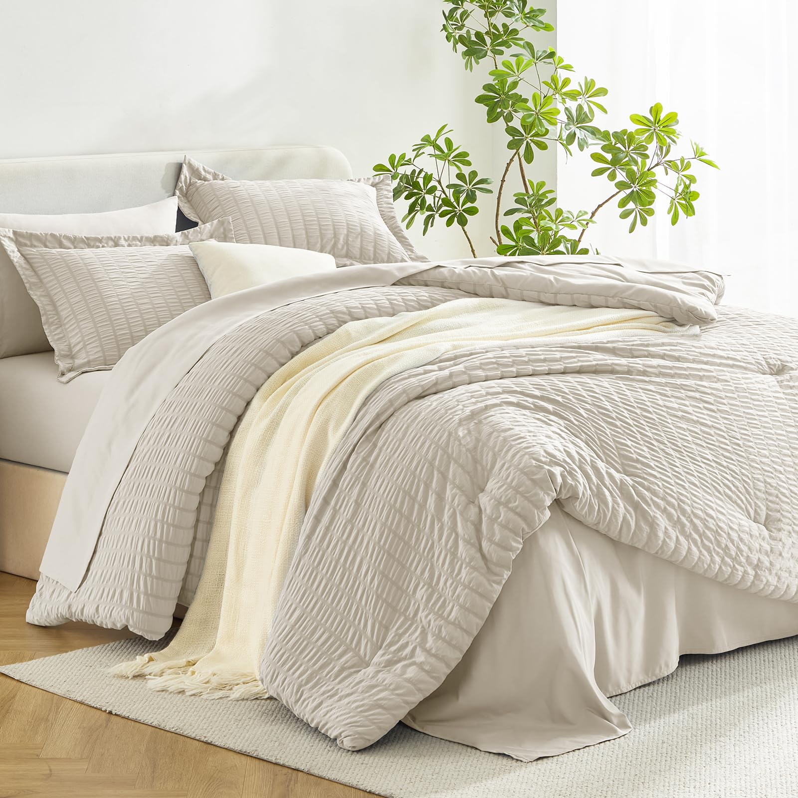 HIMEET Queen Comforter Set fitted sheet 60x80 with 14 inch pocket