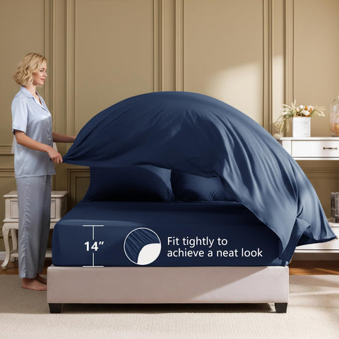 HIMEET Queen flat sheet 90x102 offers smooth, breathable sleep.