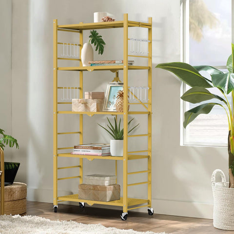 Himix foldable shelves with wheels enable easy repositioning in kitchens and offices