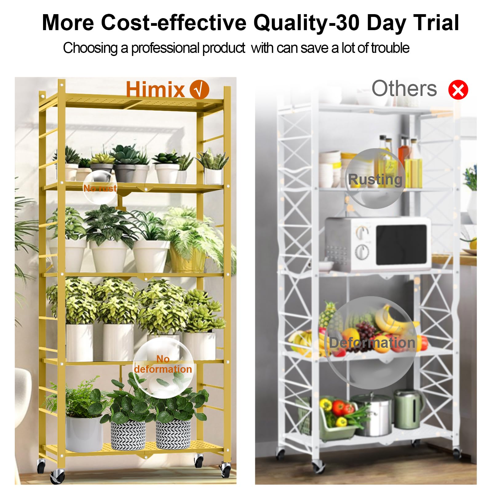 Himix pantry shelving offers quick assembly and flexible arrangement in tight spaces