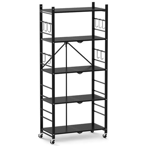 Himix black finish offers sleek, durable storage for kitchen and garage.