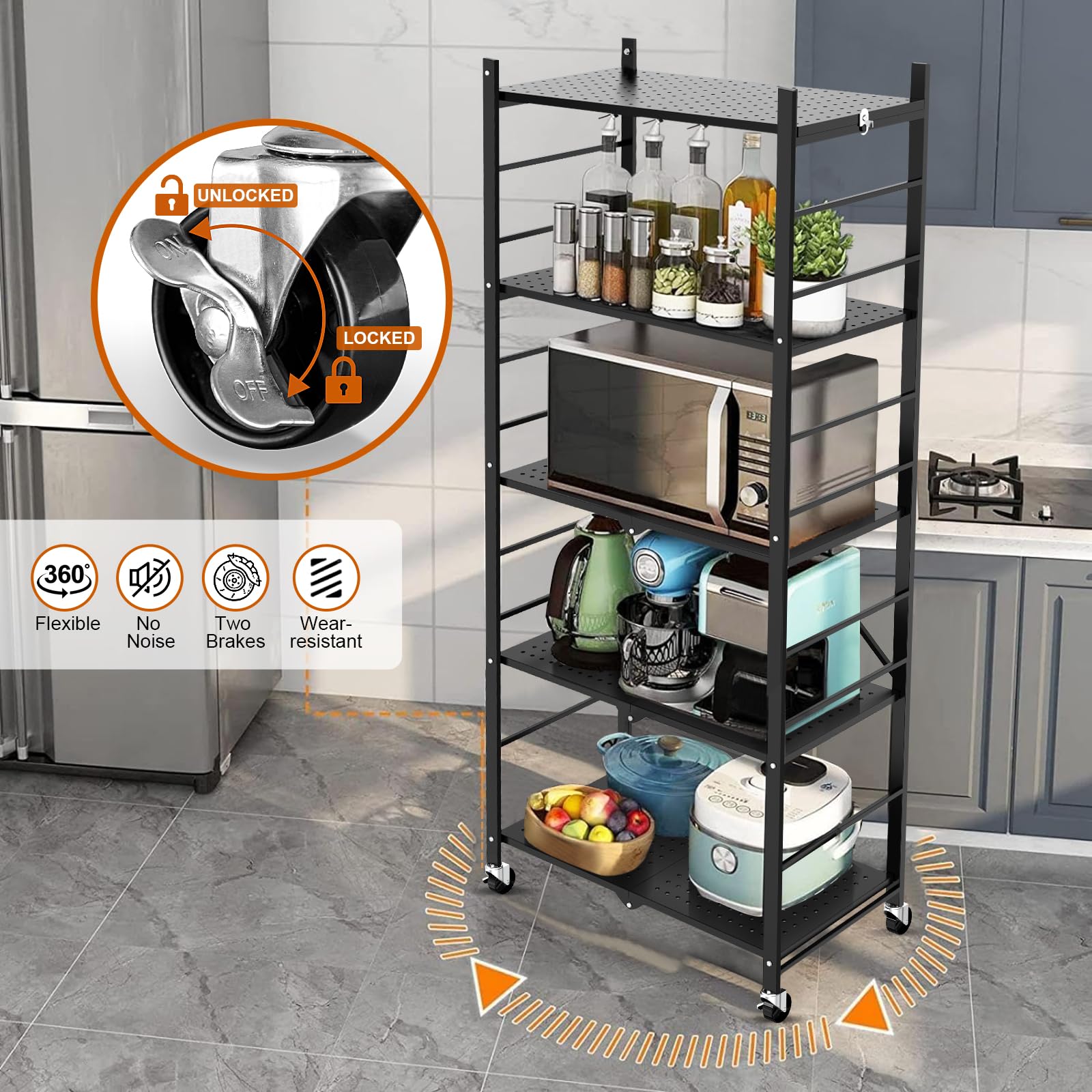 Himix heavy-duty steel frame supports up to 88 lbs per shelf.