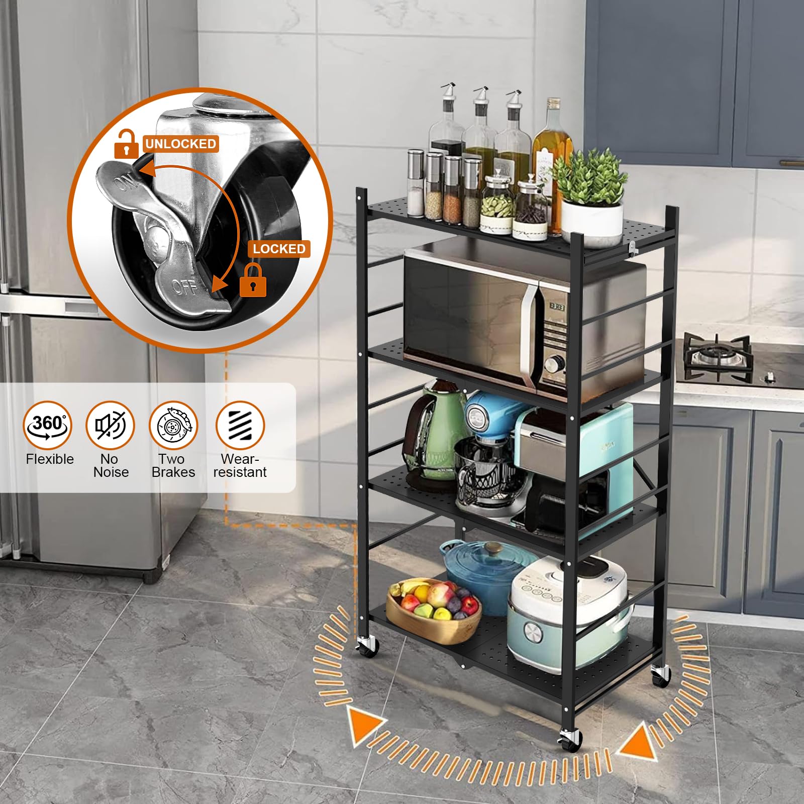 Himix mobile shelving unit with wheels enables easy repositioning across rooms