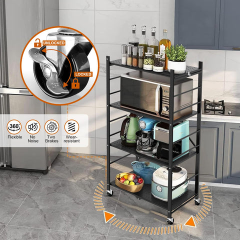 Himix mobile shelving unit with wheels enables easy repositioning across rooms