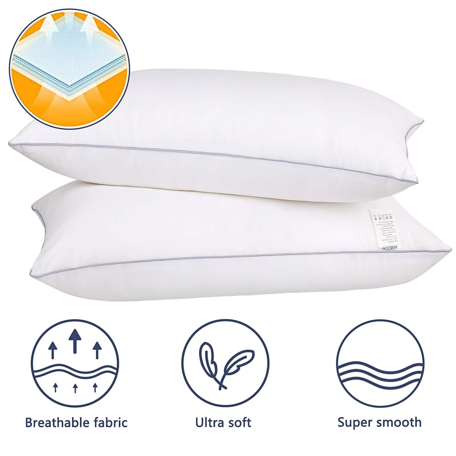 HIMOON pillow filling closeup with microfiber offers supportive fluff