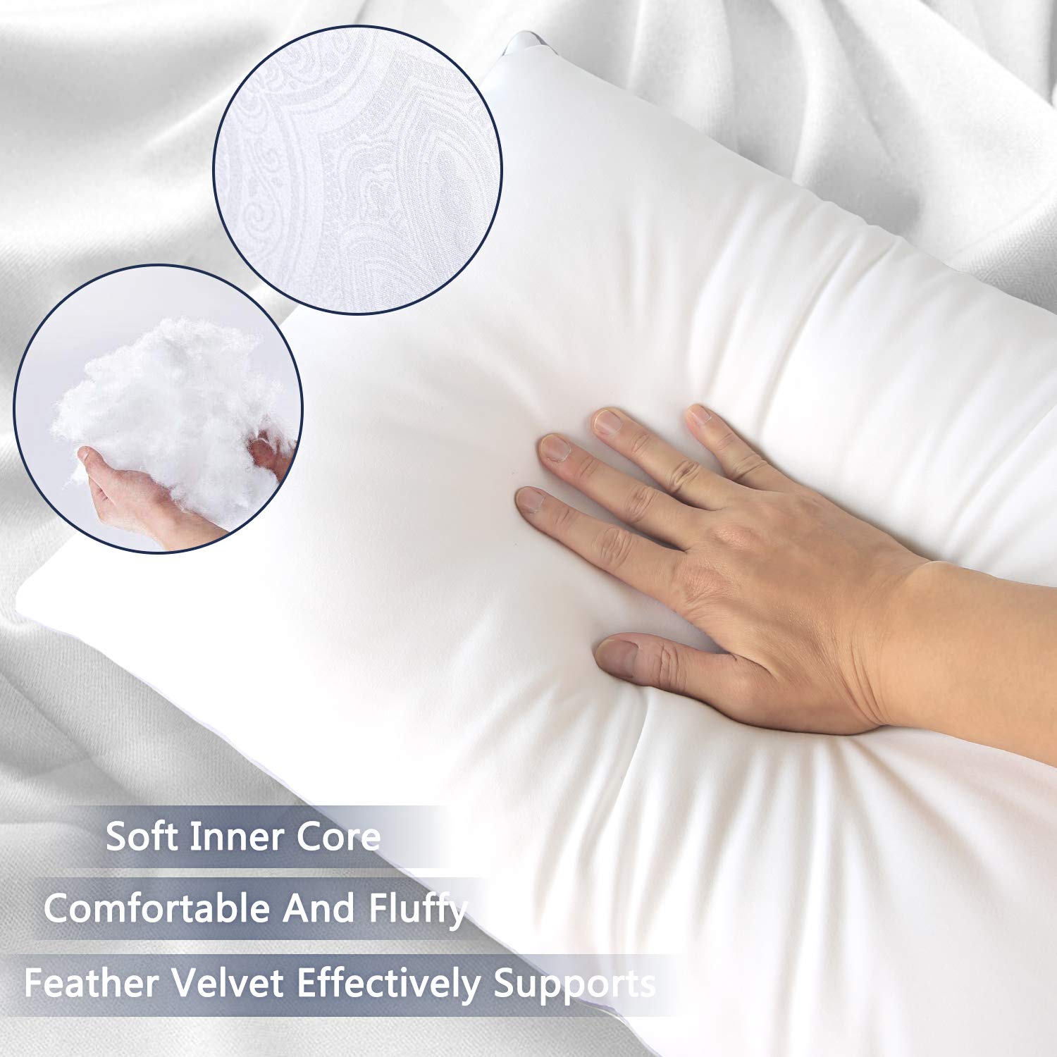 HIMOON queen pillow set in bed demonstrating balanced loft for neck support