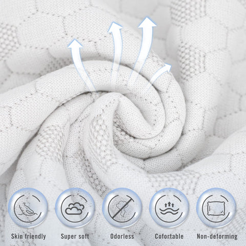 Breathable HIMOON cover with honeycomb texture for cooling comfort.