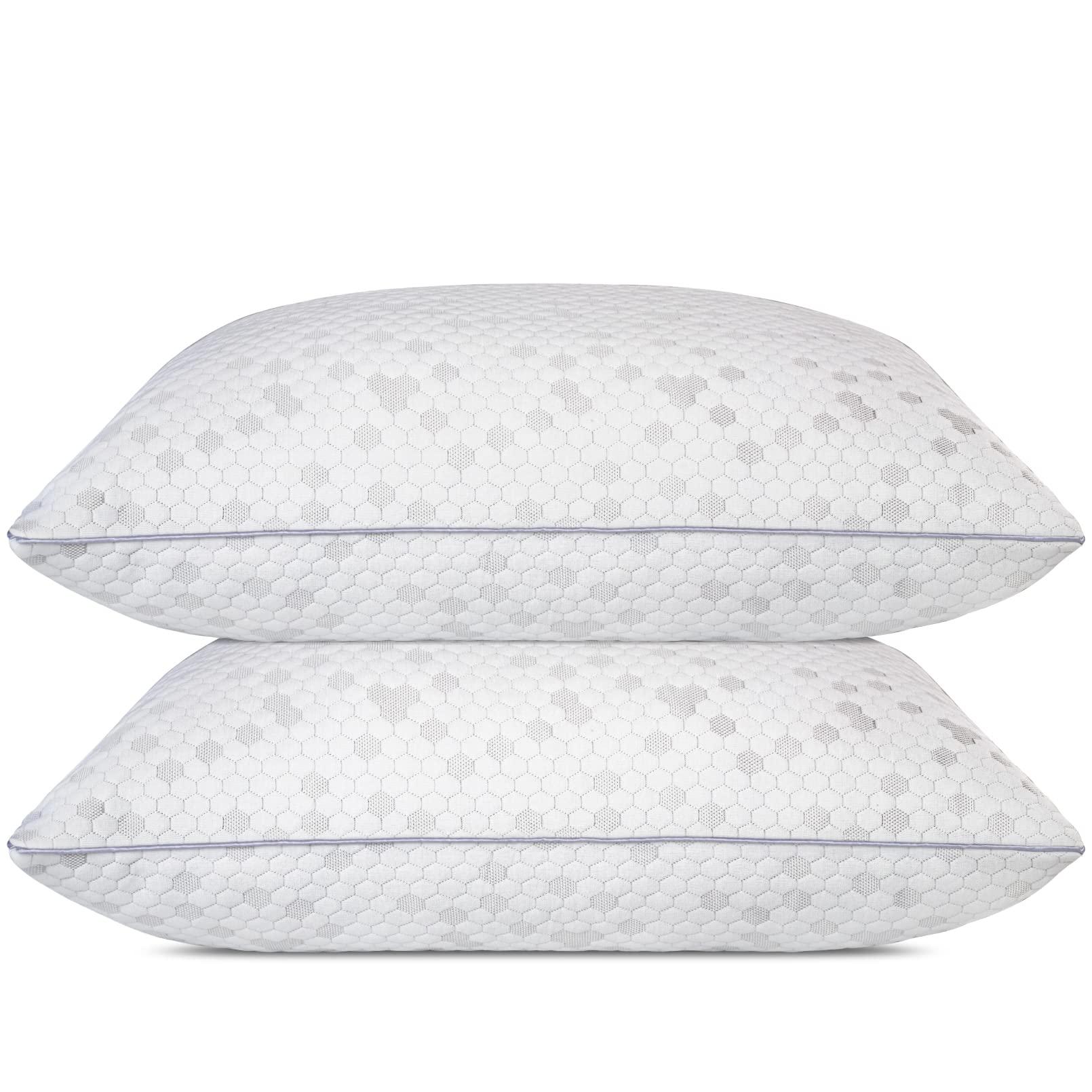 HIMOON shredded memory foam pillow pack, two pillows, versatile for all sleepers.