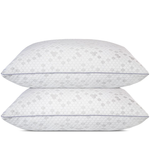 HIMOON shredded memory foam pillow pack, two pillows, versatile for all sleepers.