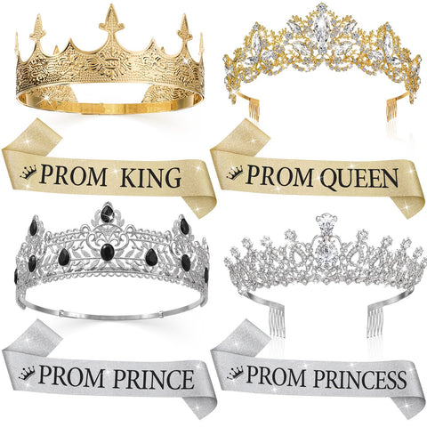 Hinly prom king crown front view with rhinestones for ceremony sparkle