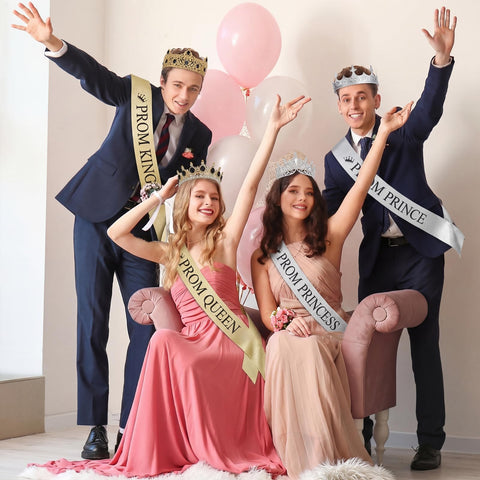 Hinly prom king and queen sash for coordinated royal look