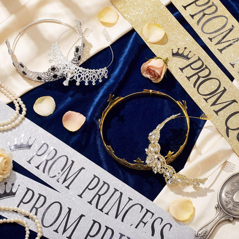 Hinly prom princess crown close-up with rhinestones and shine