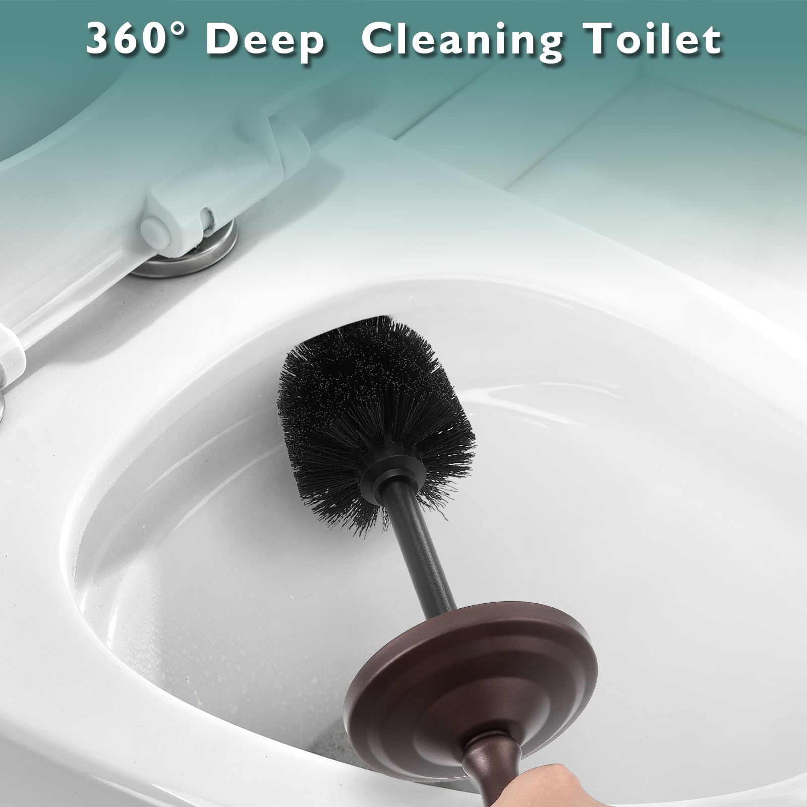 Hioflyme bronze toilet brush closeup highlighting robust bristles and corrosion resistance.