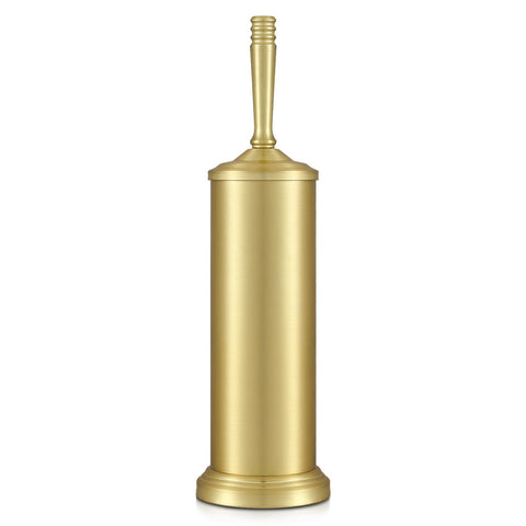 Hioflyme gold toilet brush with a stable base for secure storage.
