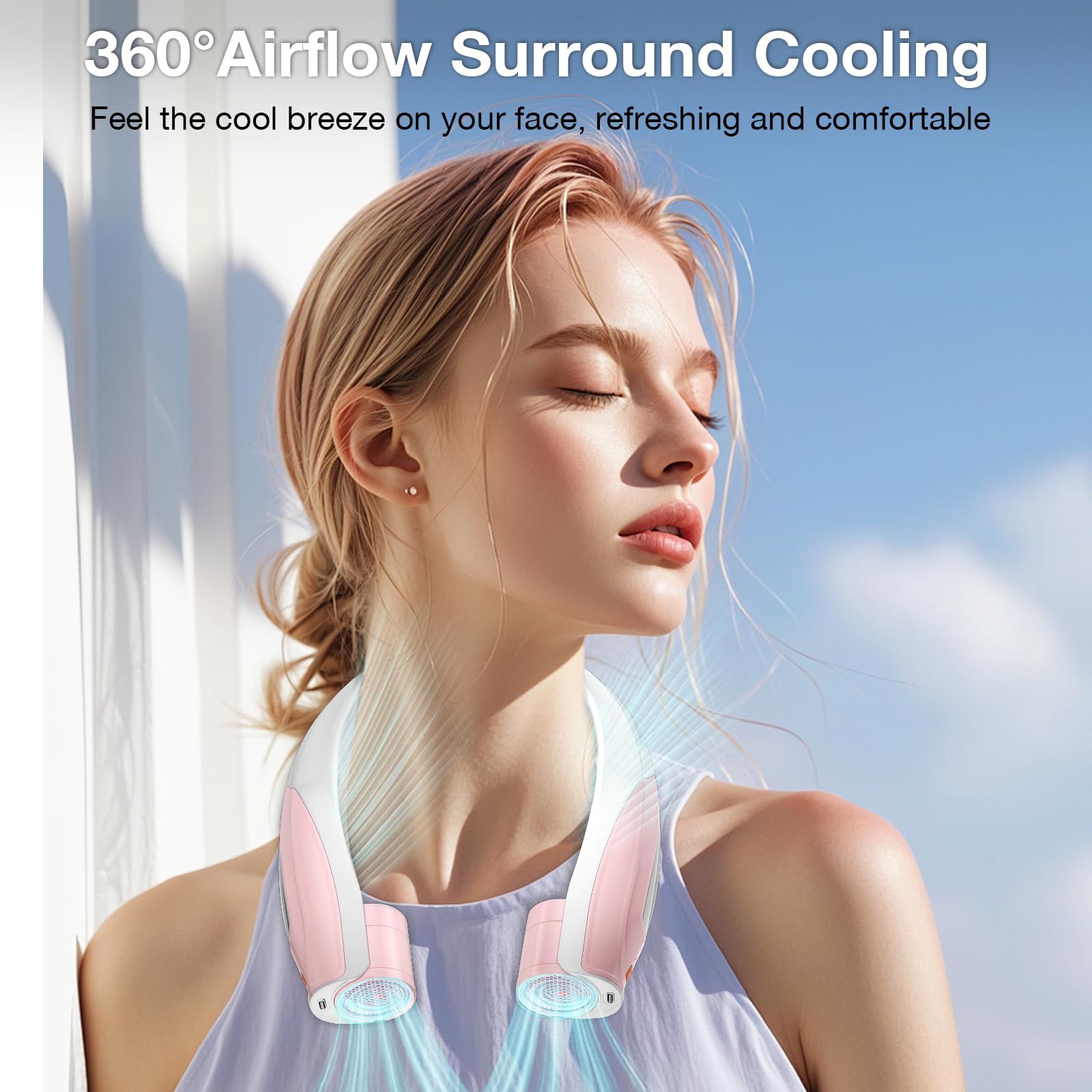 Hionly AI Neck Fan 360-degree air delivery around head and neck
