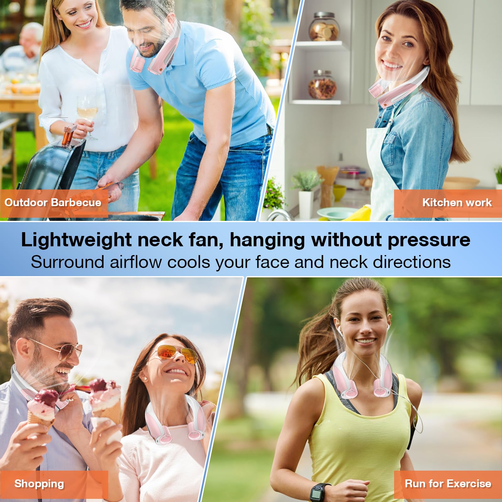 Hionly AI Neck Fan skin-friendly ABS and silicone materials