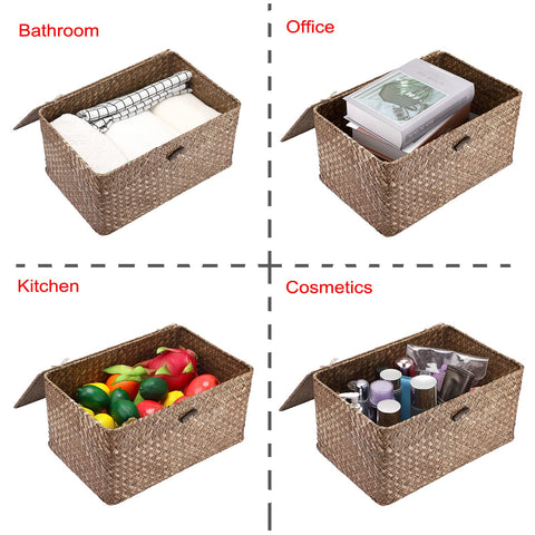 Hipiwe basket on bedroom dresser with lid concealing clutter
