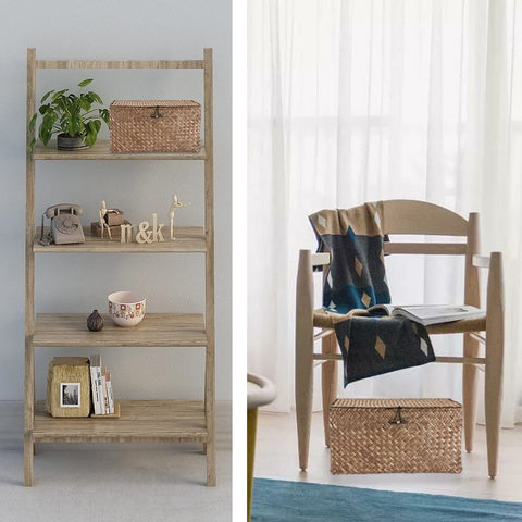 Hipiwe basket with lid in coffee color shown on a shelf for versatile organization.