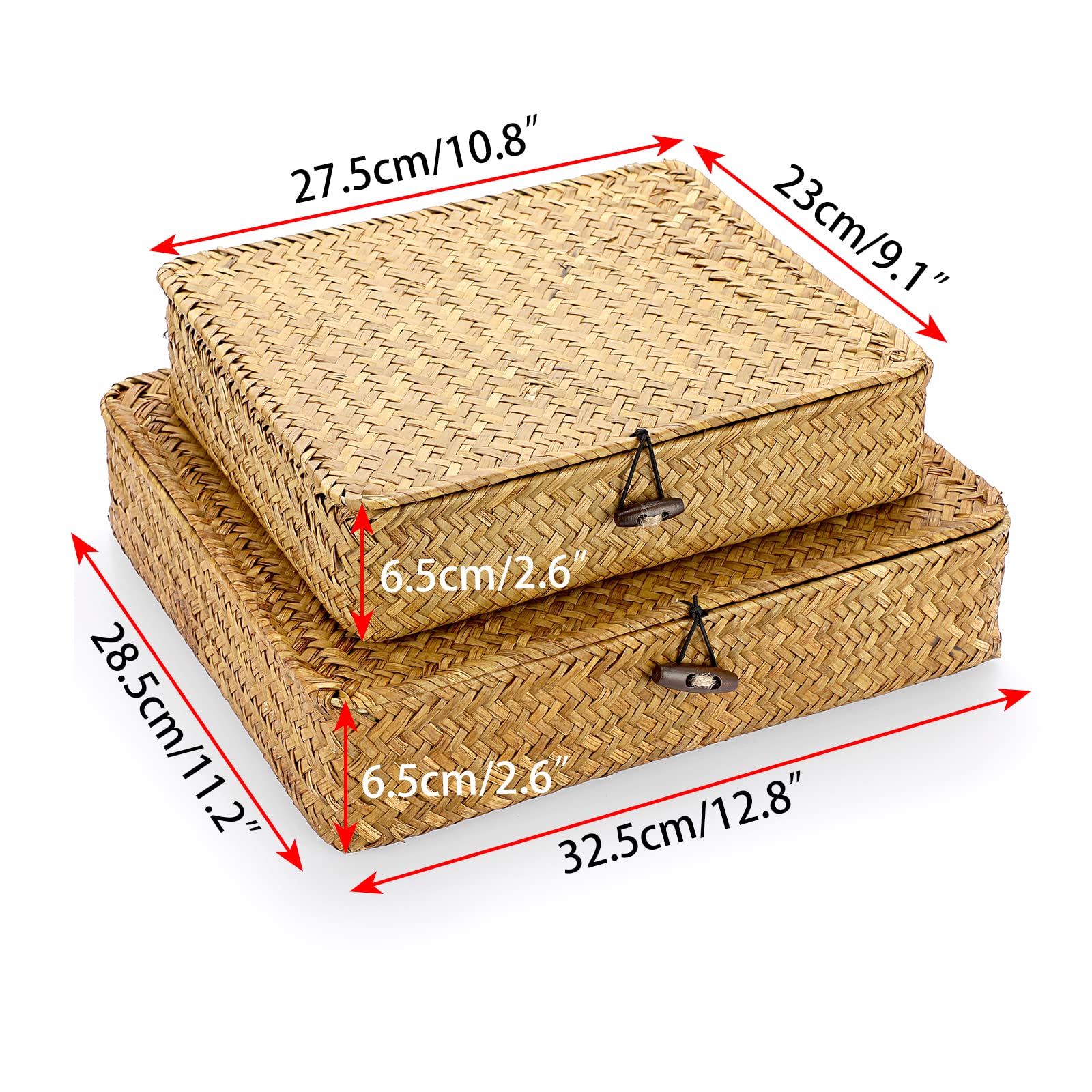 Hipiwe baskets on a coffee table reduce clutter and add natural texture.