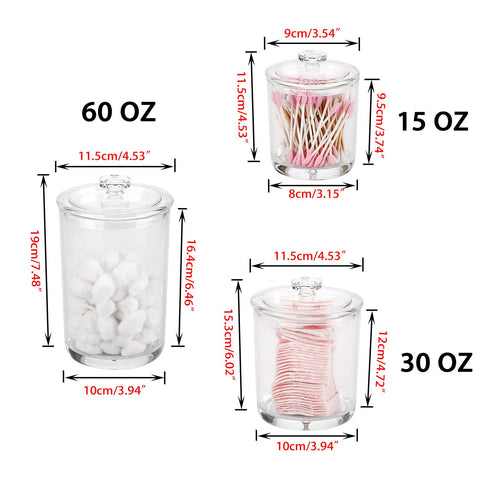 Hipiwe 60-ounce clear apothecary jar on a bathroom counter showing visibility.