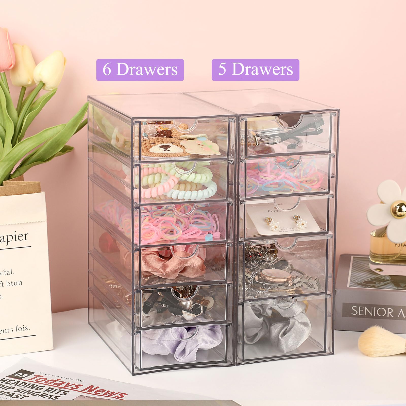 Hipiwe dresser closet storage box organizes accessories with clear visibility.