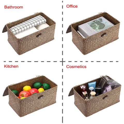 Hipiwe large and small baskets set perfect for cosmetics, books, or towels.