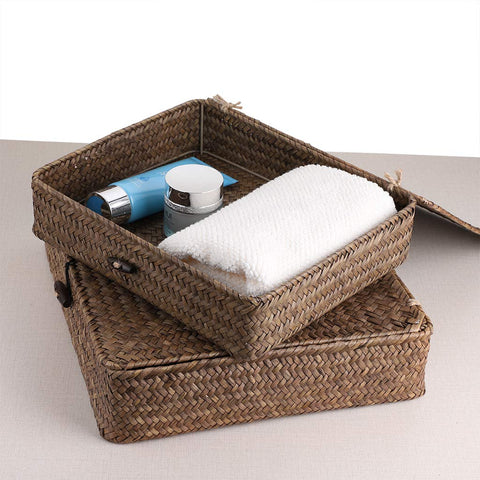 Hipiwe seagrass basket on kitchen counter for neat cords