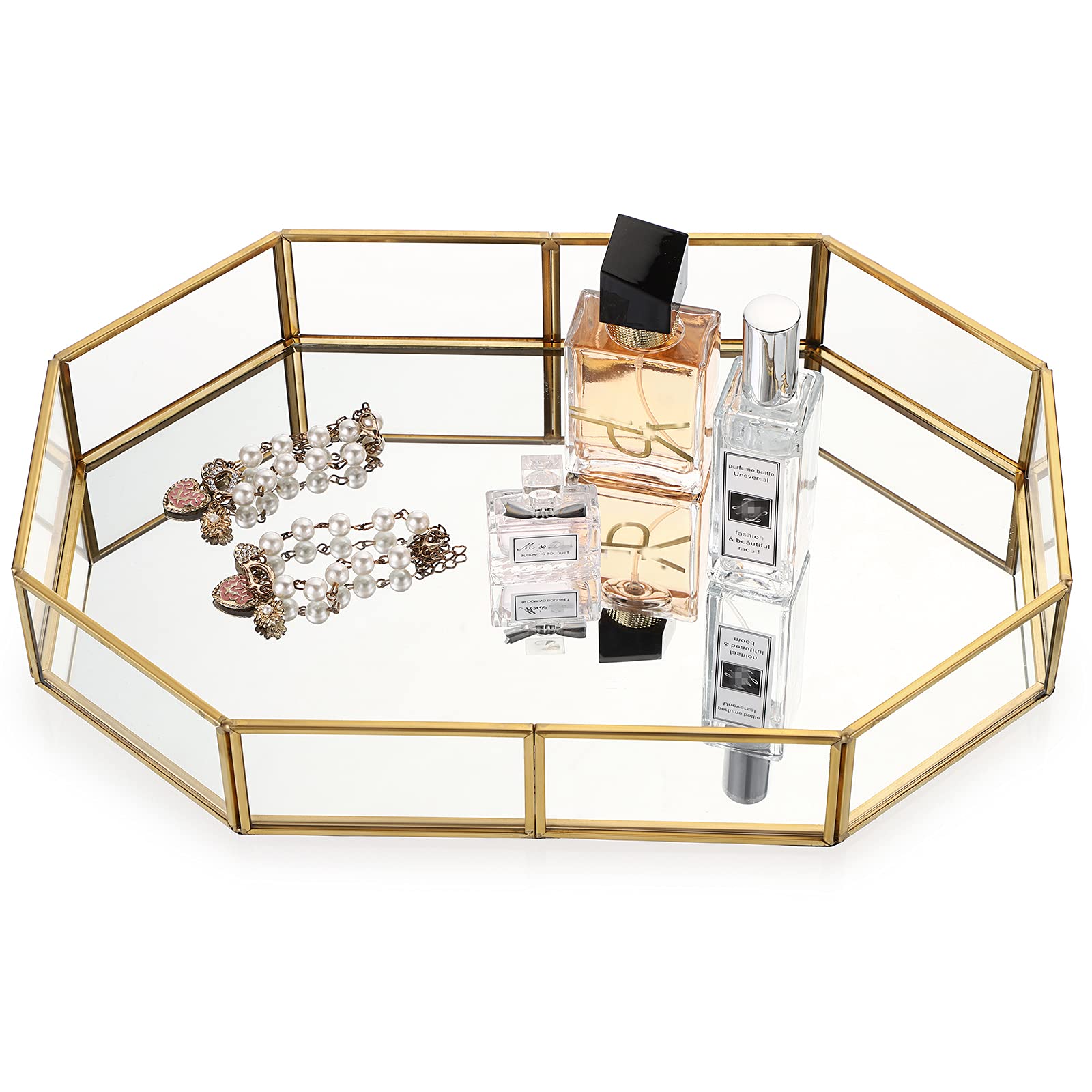 Hipiwe vanity tray gold finish complements bathroom vanity storage
