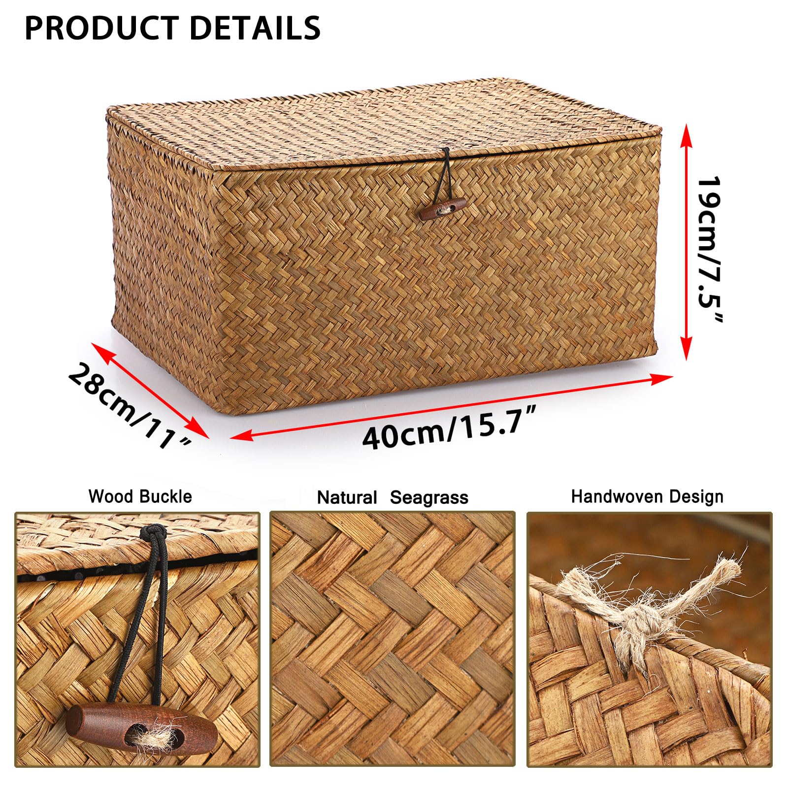 Hipiwe XL seagrass basket with lid highlighted for storage and decor