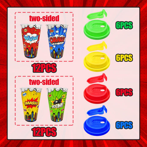 Hipoxa hero cups with lids reduce spills during energetic party activities.