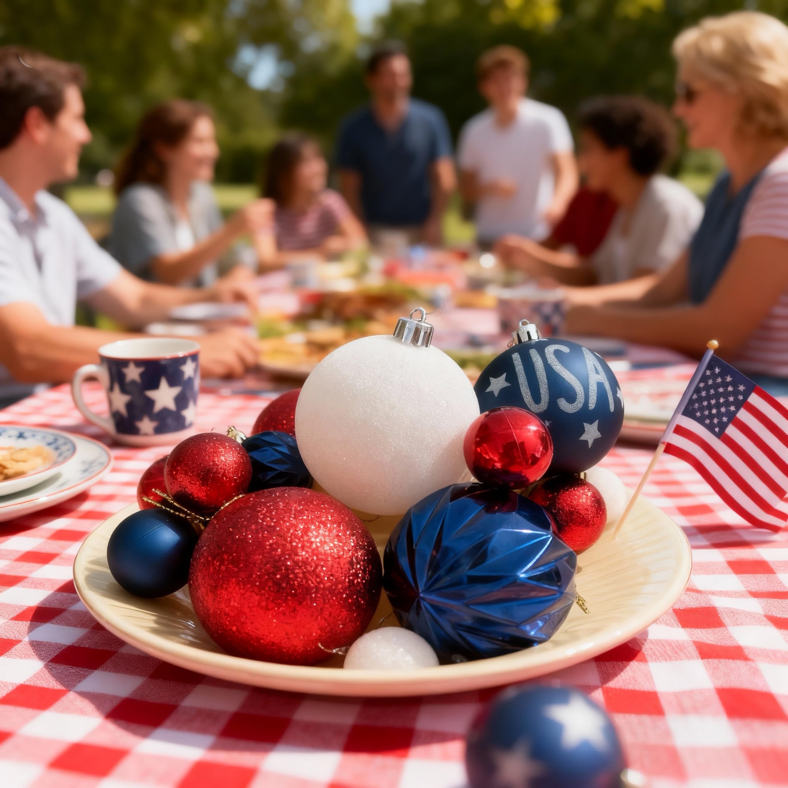 HipTree patriotic ornament with a pre-tied cap and string for easy hanging.
