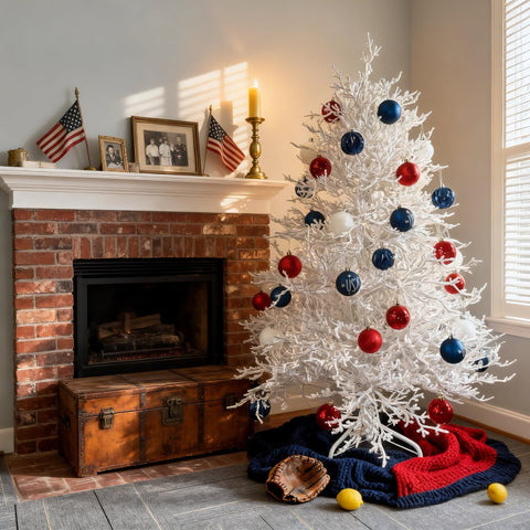 HipTree patriotic ornament with textured blue surface adds depth to displays.