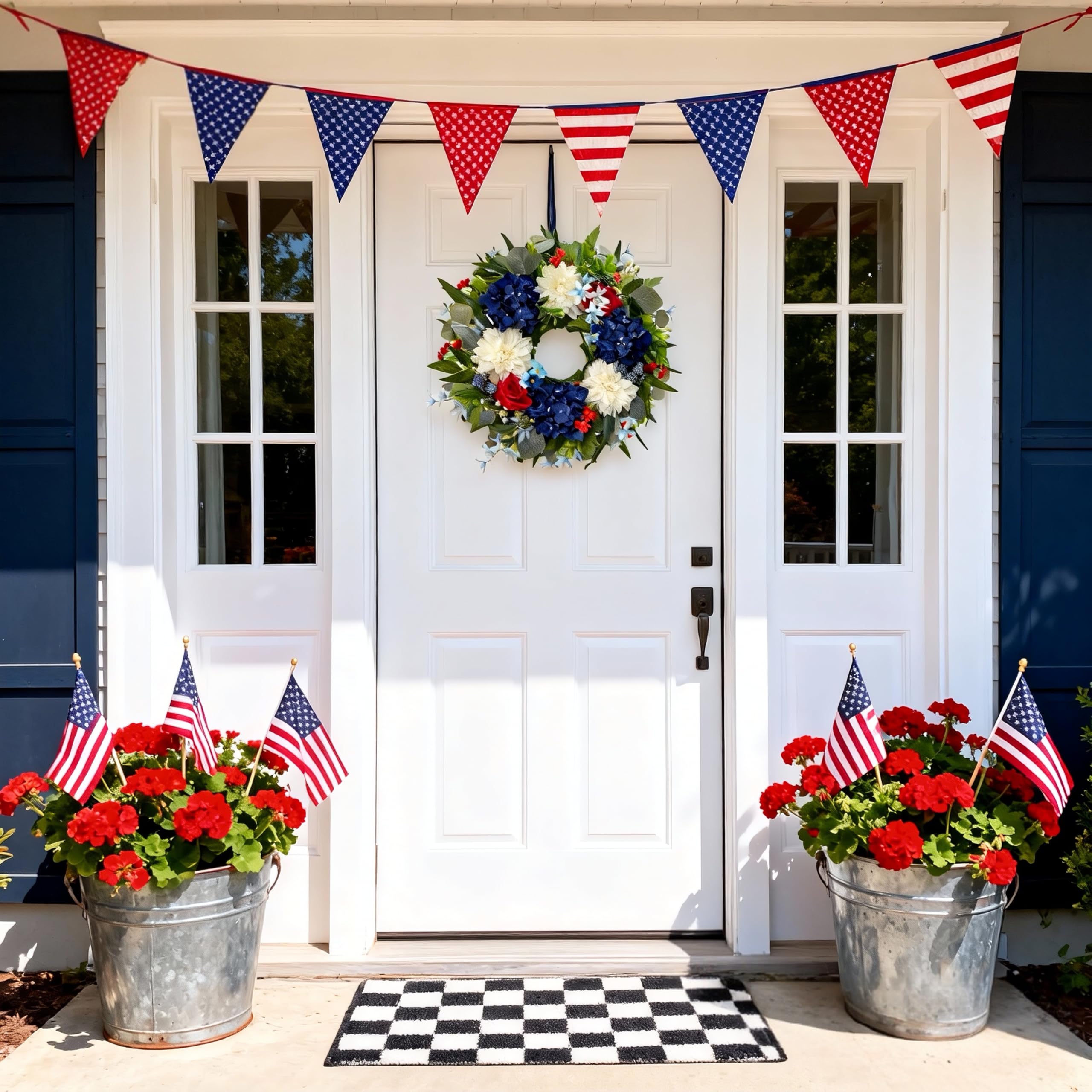 HipTree patriotic wreath close-up reveals 3D layering and lifelike textures for rich detail.